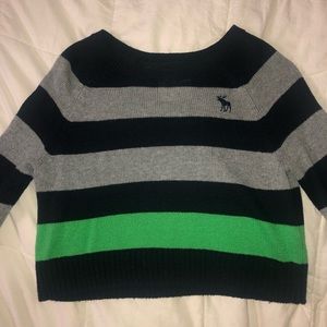 Cropped Knit Long Sleeve Sweater in Stripe